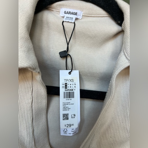 Garage Caroline Long Slv Polo crop | colour: stone | WITH TAGS - Picture 3 of 4